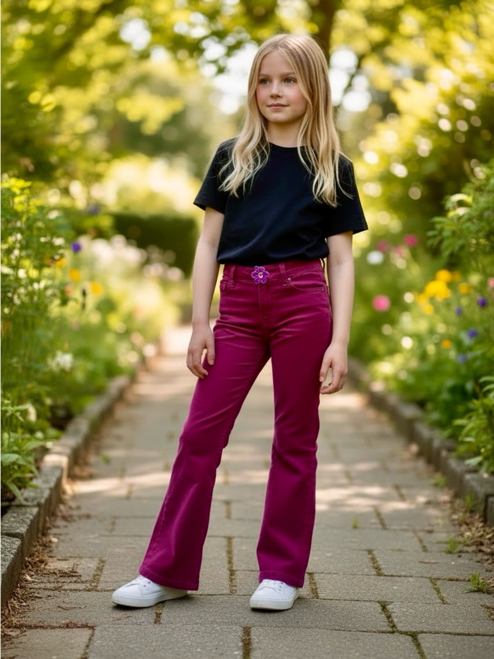 Vintage Girls' Magenta Flare Jeans size 7